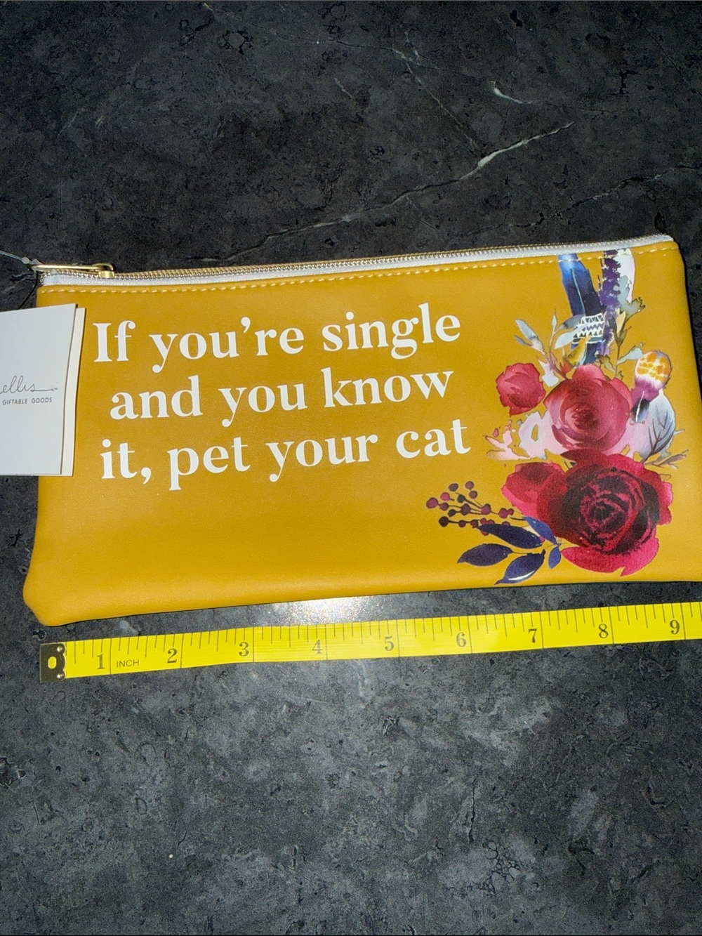 Yellow Floral 'If You're Single' Cat Pouch by